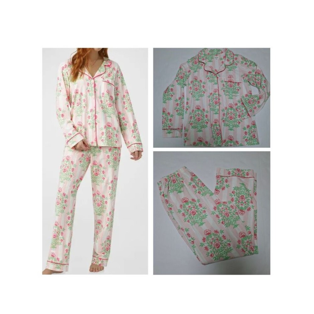 Bedhead Pajamas 2 Piece Shirt and Pant Women S/M Pink Estate Bouquet Sleepwear
